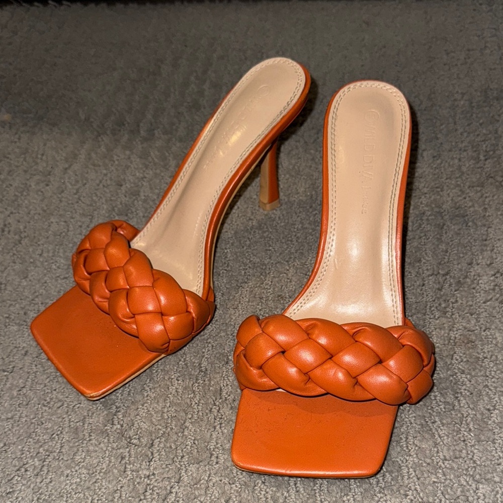 Wild Diva Orange Braided Heels